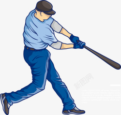 一个穿着蓝色服装的棒球运动员矢量图素材