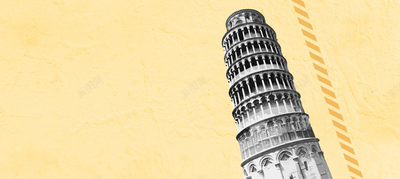 旅游手绘意大利比萨斜塔建筑背景背景