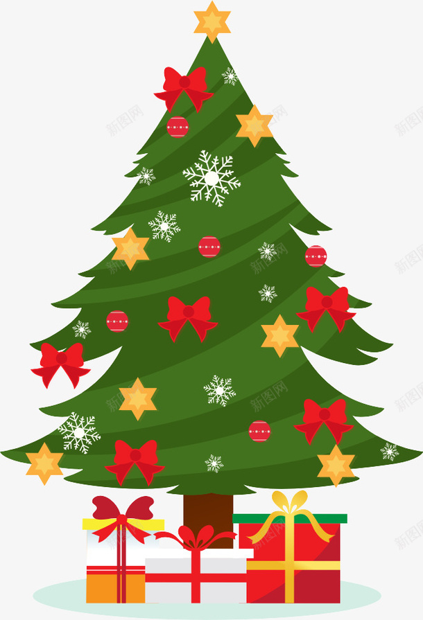 挂满礼物的圣诞树矢量图ai免抠素材_88icon https://88icon.com 圣诞树 挂满礼物的圣诞树 礼物 绿色 矢量图