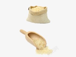 麻袋大米和木勺素材
