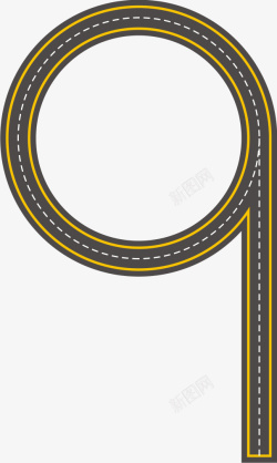 环形马路创意公路数字9高清图片