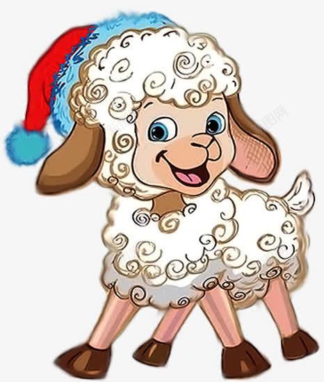 可爱的小羊png免抠素材_88icon https://88icon.com 卡通 小羊 帽子 微笑 手绘