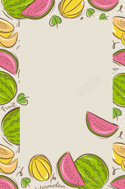 卡通水果西瓜苹果海报背景矢量图背景