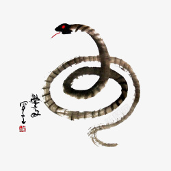 水墨蛇传统水墨画蛇高清图片