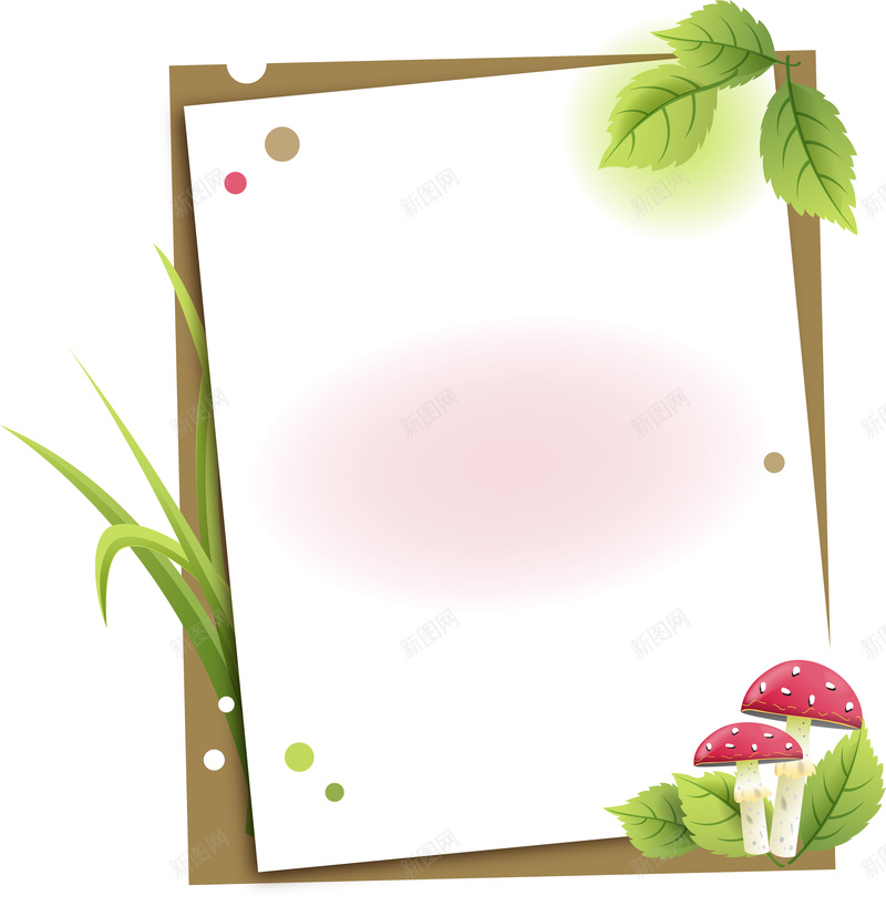 韩式小清新鼠绘风格信纸叶子蘑菇背景矢量图ai设计背景_88icon https://88icon.com AI背景素材 信笺 信纸 叶子 小清新 背景素材 蘑菇 韩式 鼠绘风格 矢量图