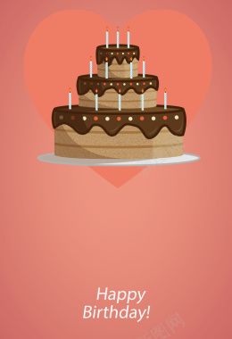 卡通巧克力生日蛋糕海报背景矢量图背景