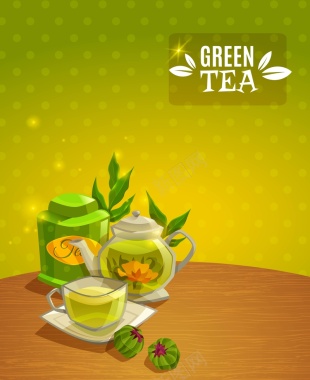 矢量绿茶美食饮品背景背景