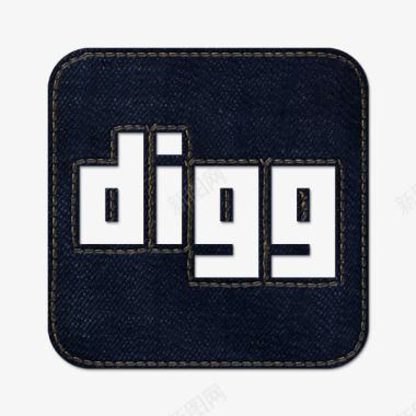 牛仔牛仔琼社会Digg标志广场蓝色图标图标