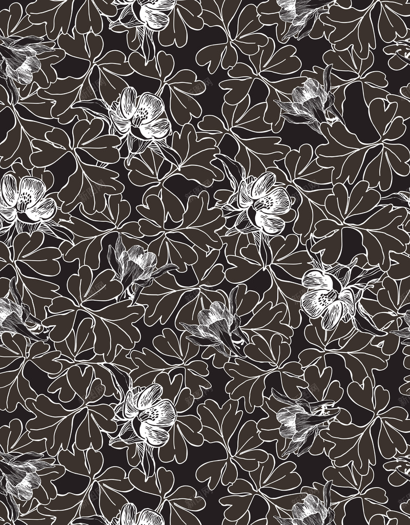 花卉邀请卡手绘矢量图ai设计背景_88icon https://88icon.com 手绘美丽 纹理 花卉 花纹 质感 邀请卡 鸟 黑色 矢量图