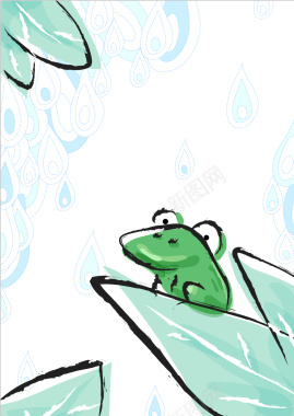 手绘卡通清凉夏日青蛙海报背景矢量图背景