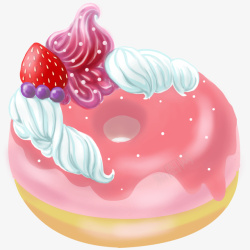 粉色手绘甜甜圈手绘点心素材
