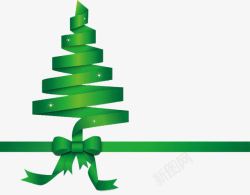 绿丝带圣诞树素材