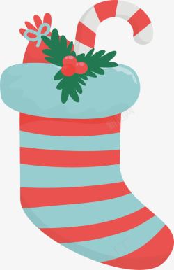 条纹装饰圣诞礼物袜素材