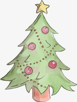 圣诞节水彩手绘圣诞树素材