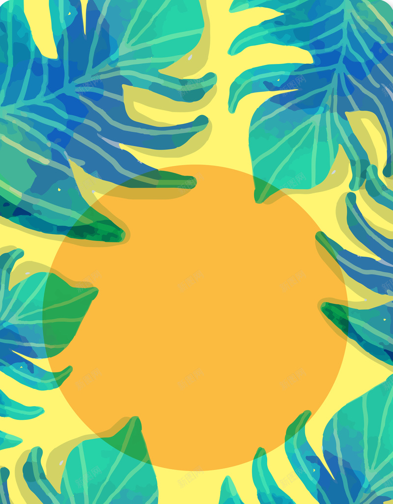 夏季热带风情海报背景矢量图ai设计背景_88icon https://88icon.com 夏季 夏季海报 夏季素材 热带 热带风情 素材海报 蓝黄色 风情 风情背景 矢量图