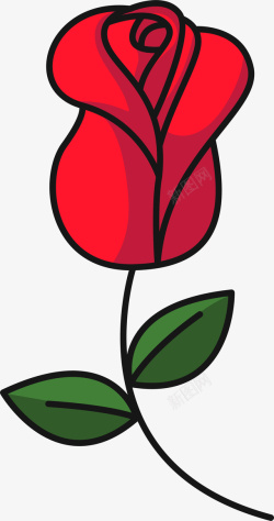 卡通红色扁平化玫瑰花素材