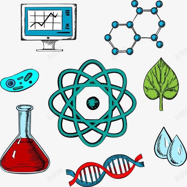 手绘分子与基因png免抠素材_88icon https://88icon.com 分子 卡通 基因 科学 血瓶