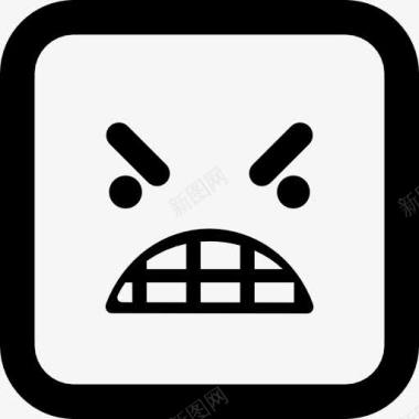表情符号愤怒表情的方脸图标图标