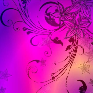 紫色复古花纹背景背景