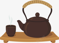 一个褐色茶壶矢量图素材