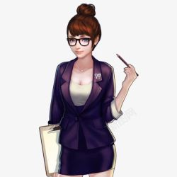 女秘书紫衣精英女秘书手绘高清图片