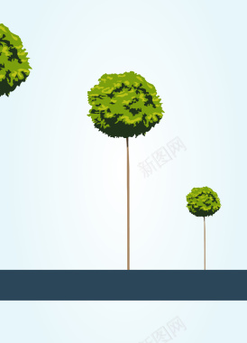 创意绿色小树封面矢量背景背景