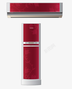 红色柜机挂机空调素材