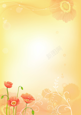 情人节花朵信纸黄色卡通海报背景矢量图背景