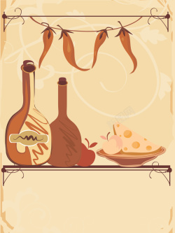 情调餐厅欧式复古西餐美食水彩手绘菜谱背景矢量图高清图片