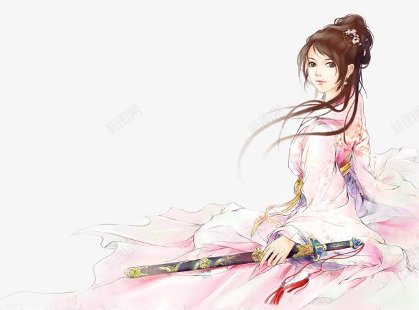 粉色古风执剑女子png免抠素材_88icon https://88icon.com 古风 女子 粉色