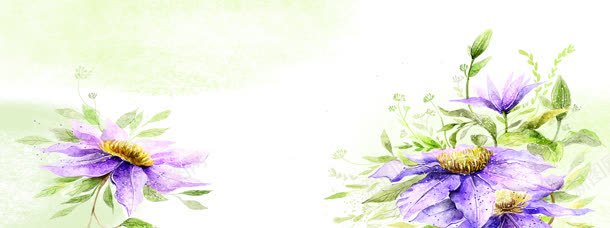 唯美花朵背景海报jpg设计背景_88icon https://88icon.com psd素材 枝条 紫色花朵 绿叶 绿叶丛中的紫色花卉 花卉