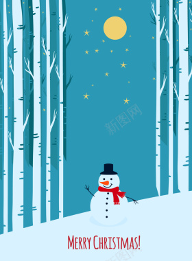 卡通雪夜圣诞节海报背景矢量图背景