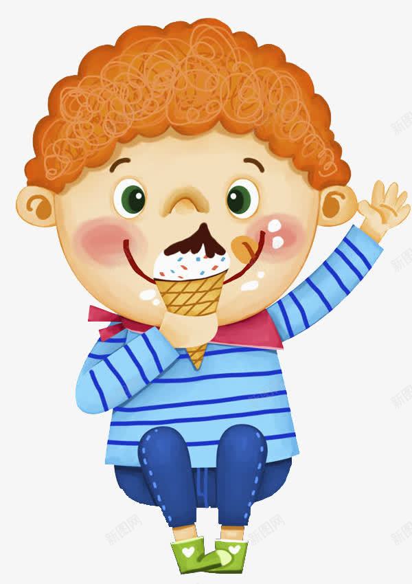 吃冰淇淋的男孩png免抠素材_88icon https://88icon.com 冰淇淋 可爱的 挥手的 男孩 贪吃的 高兴地