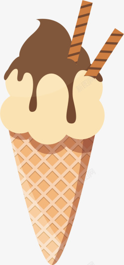 融化甜筒巧克力甜筒冰淇淋矢量图高清图片