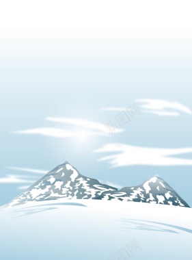 矢量卡通文艺冬季雪山背景背景