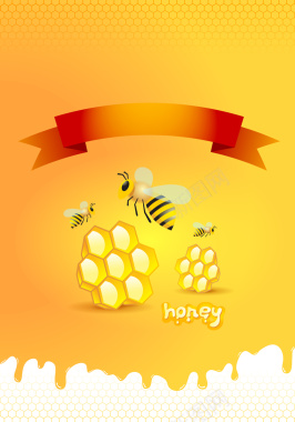 矢量小蜜蜂与蜂蜜海报背景