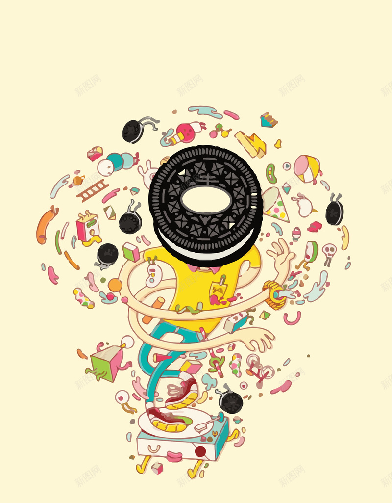 饼干人海报背景图矢量图ai设计背景_88icon https://88icon.com 卡通 手绘 海报 童趣 粉色 饼干 矢量图