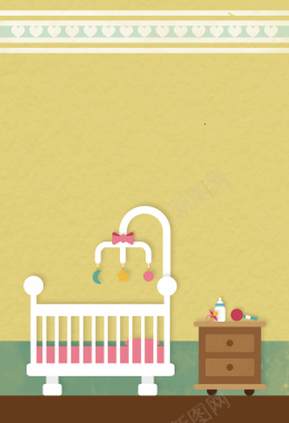 可爱婴儿房室内海报背景矢量图背景