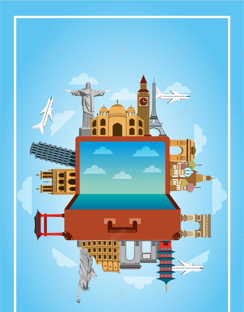 创意行李箱旅游海报促销背景矢量图ai设计背景_88icon https://88icon.com 名宿 建筑 旅游 旅游去哪儿 旅游宣传 旅游广告 旅游海报 旅社 旅行 旅行团 游玩 矢量图 行李 行李箱