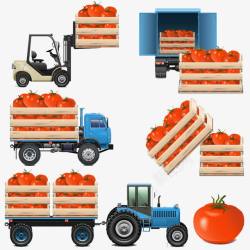 卡通手绘蔬菜运输车素材