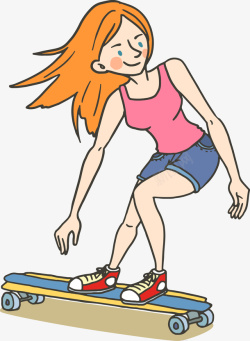 创意玩滑板的女子矢量图素材