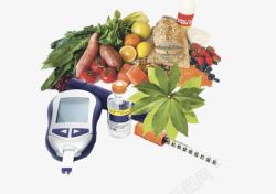 血糖测量仪和健康蔬果素材