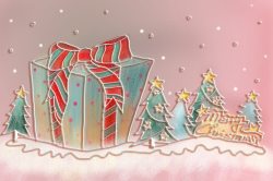 卡通手绘圣诞节礼物盒背景素材