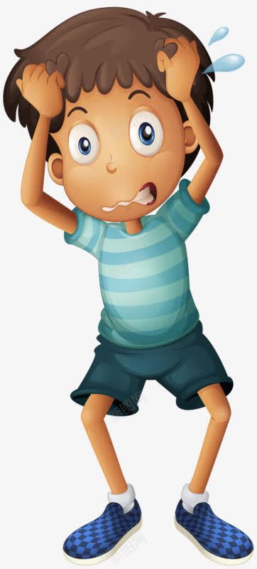 出冷汗的小男孩png免抠素材_88icon https://88icon.com 头发 抓头 汗水 男孩