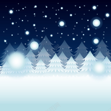 圣诞夜雪景背景矢量图背景