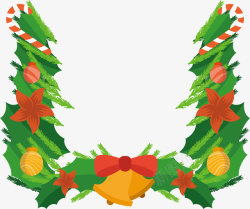 绿色树叶圣诞标题框矢量图素材
