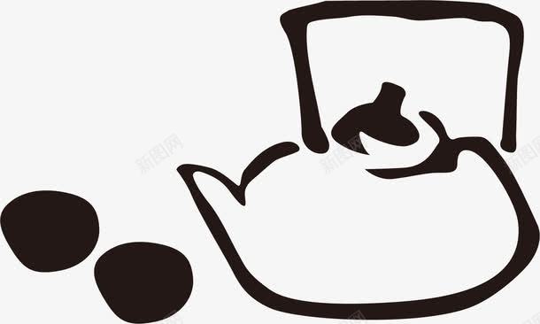 品茶之美手绘茶壶和茶杯图标图标