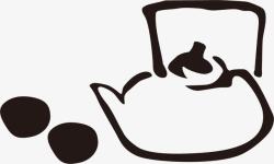 饮茶品茶手绘茶壶和茶杯图标高清图片