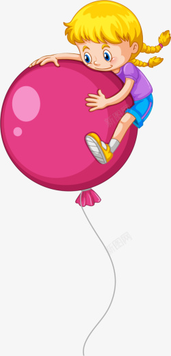 儿童节玩气球的女孩素材
