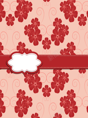浪漫红色花朵传统纹理封面背景矢量图背景